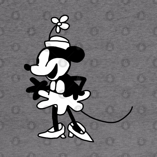 Chatty Cartoon Girl Mouse in Steamboat Willie by ellenhenryart